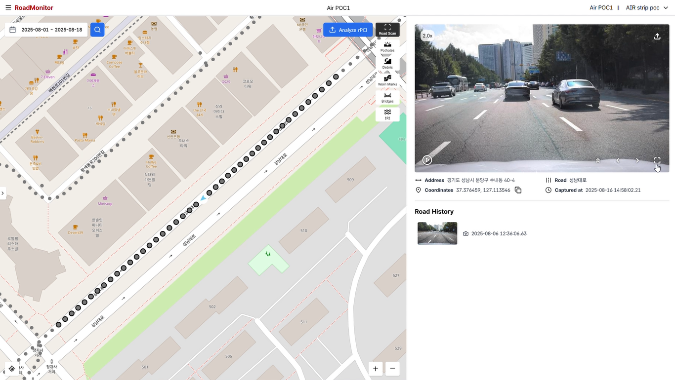 Map-based road monitoring