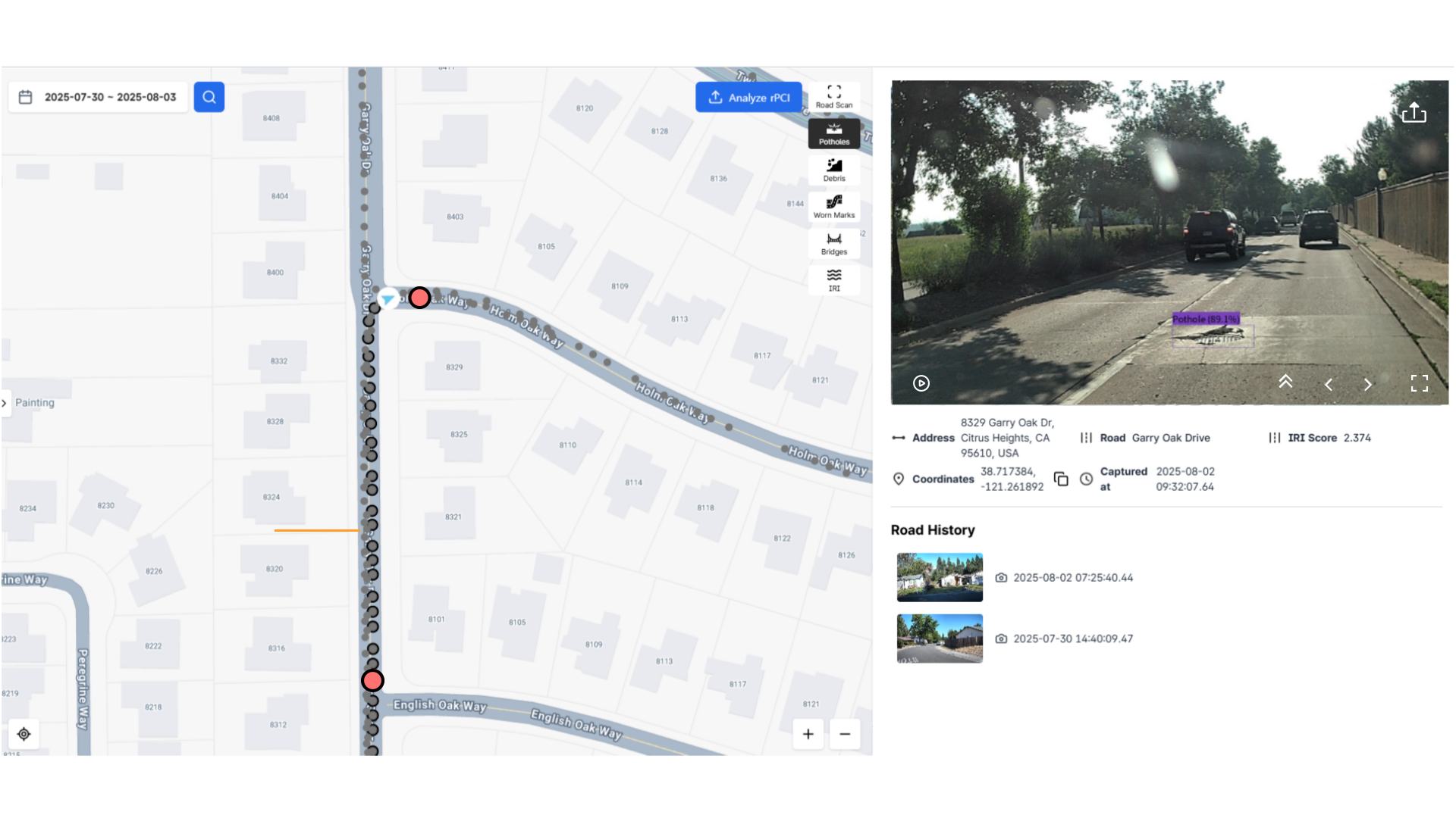 Hazard locations and details